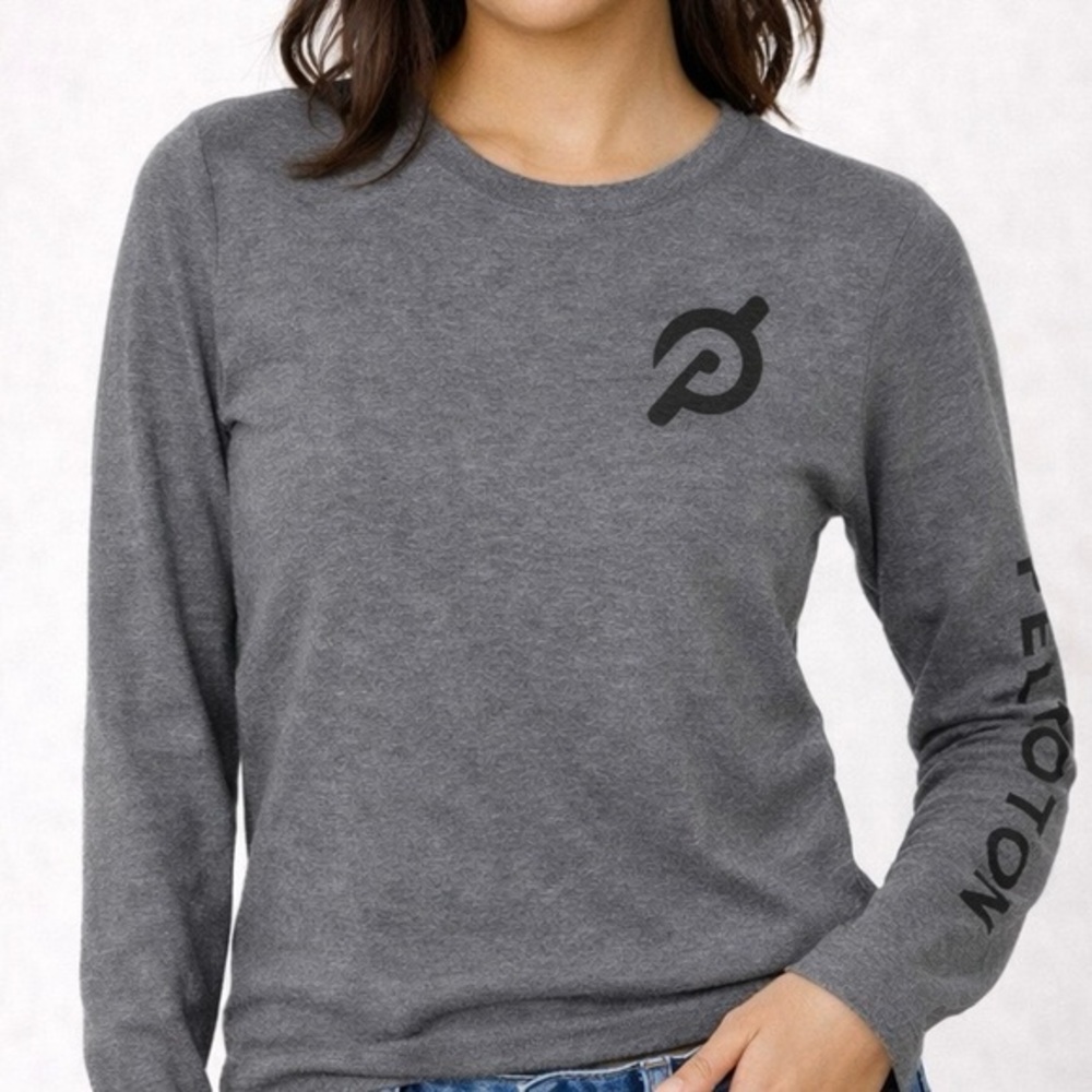 Bella Canvas Gray Peloton Crew Neck Long Sleeve T-Shirt